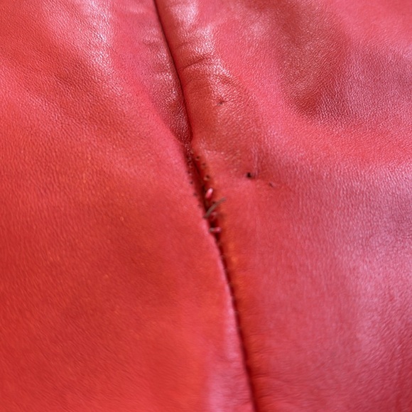 Vintage Kenneth Cole 100% Genuine Leather Red Pencil Skirt Women's Size 10 - Picture 9 of 12